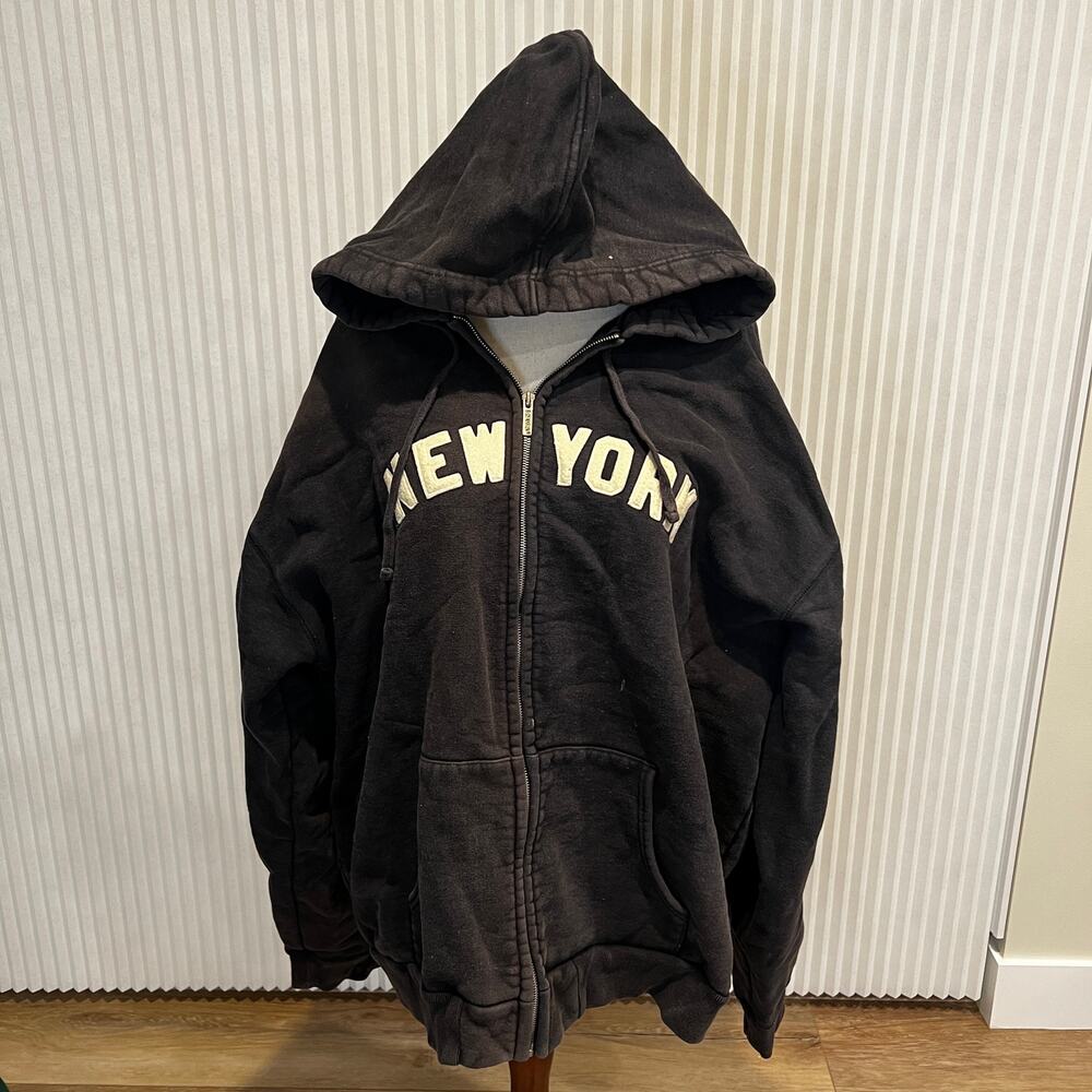 BLUE MARLIN Men's New York Full Zip Hoodie Size XXL In Faded Black